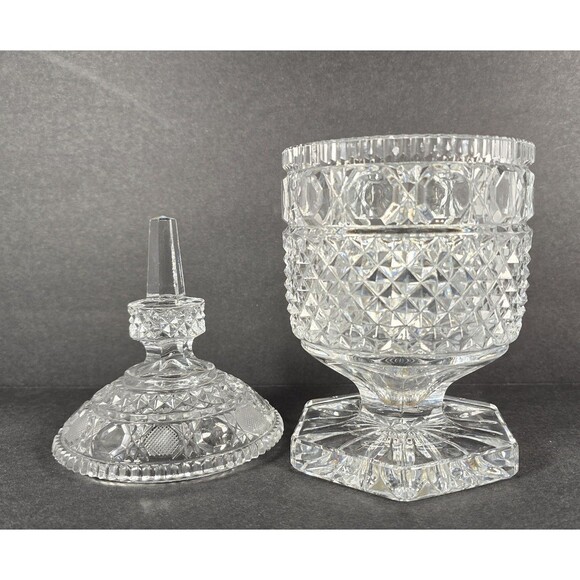 Heavy Footed Cut Crystal Candy Dish w/ Lid 10.25“ - Picture 3 of 7